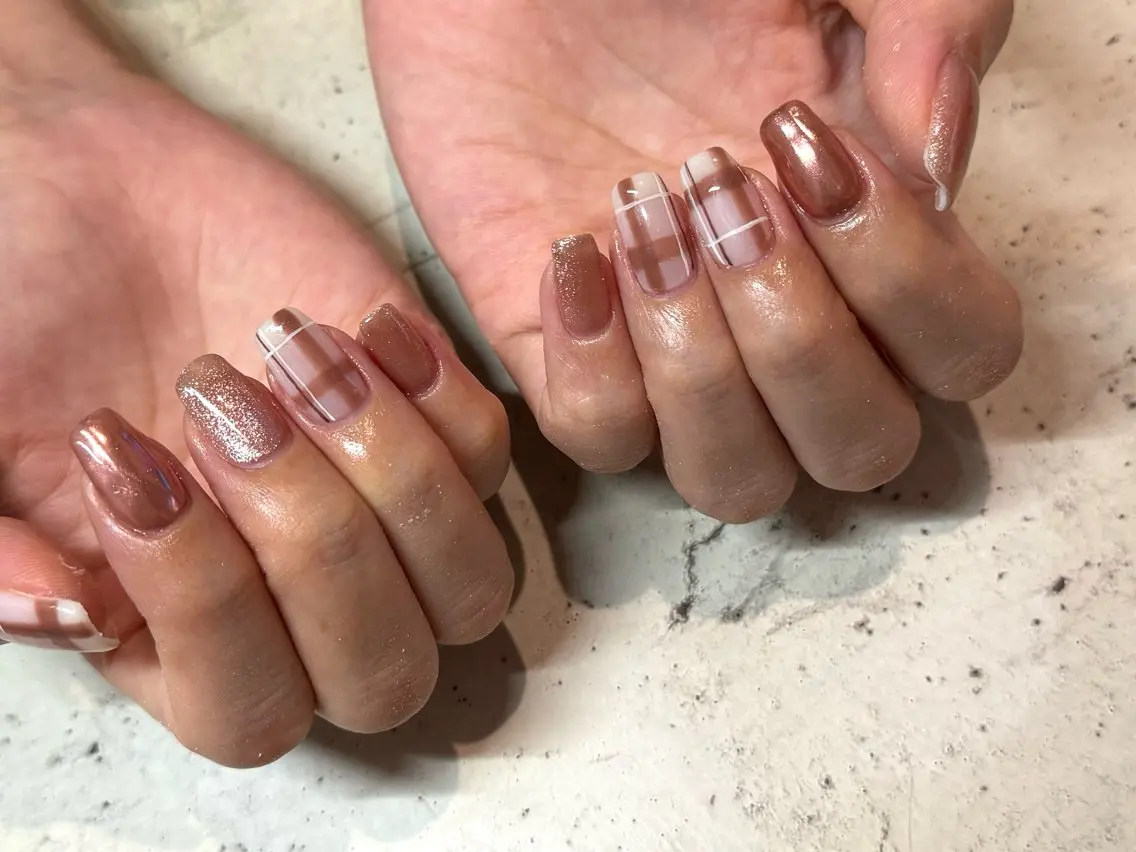 ネイル ハンドネイル 韓国/ワンホン/長さ 出しつけ放題🎀のネイルデザイン