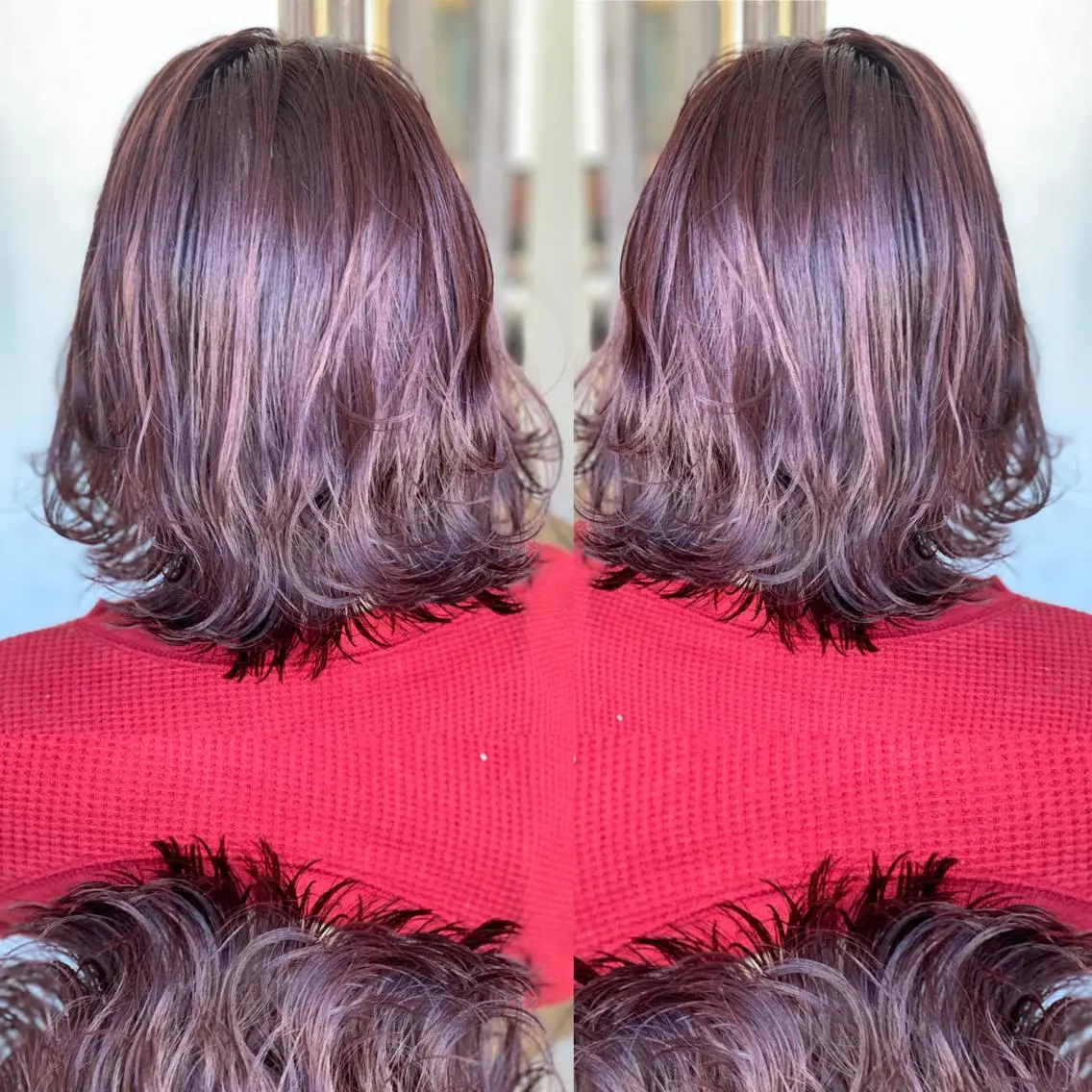 ミディアム カラー アッシュ ピンクカラー ピンクアッシュ ヘアカラー トリートメント LUXBE LUCEのヘアスタイル