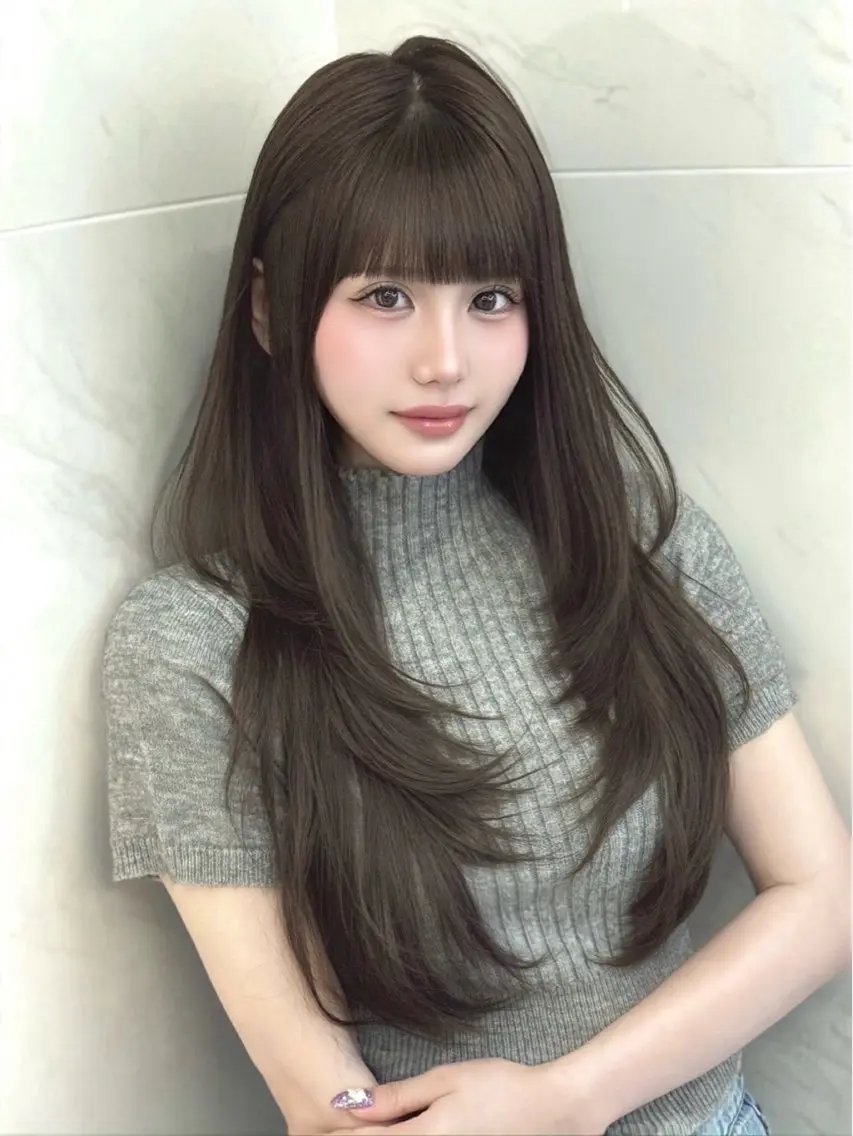 ロング カラー カット ヘアカラー 韓国レイヤー/艶カラ ー/似合わせ/けんとのヘアスタイル
