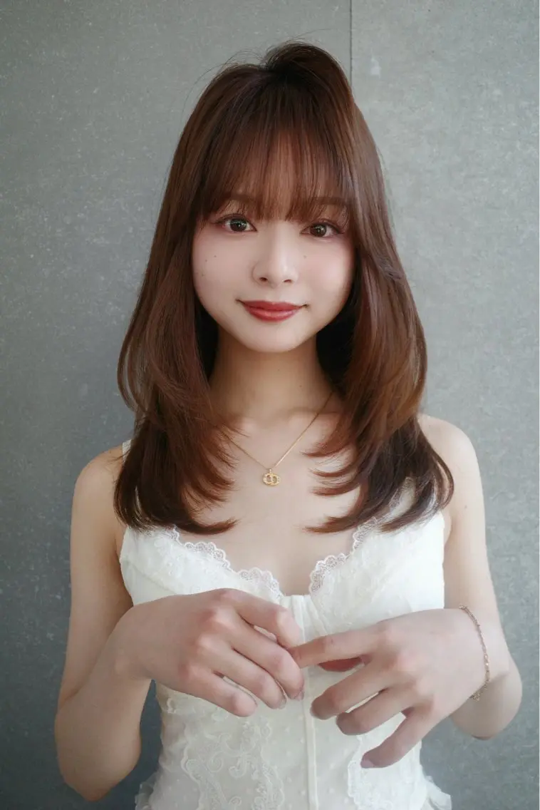 ミディアム カラー ベージュカラー レイヤーカット 縮毛矯正 【博多髪質改善】 吉村　清志のヘアスタイル