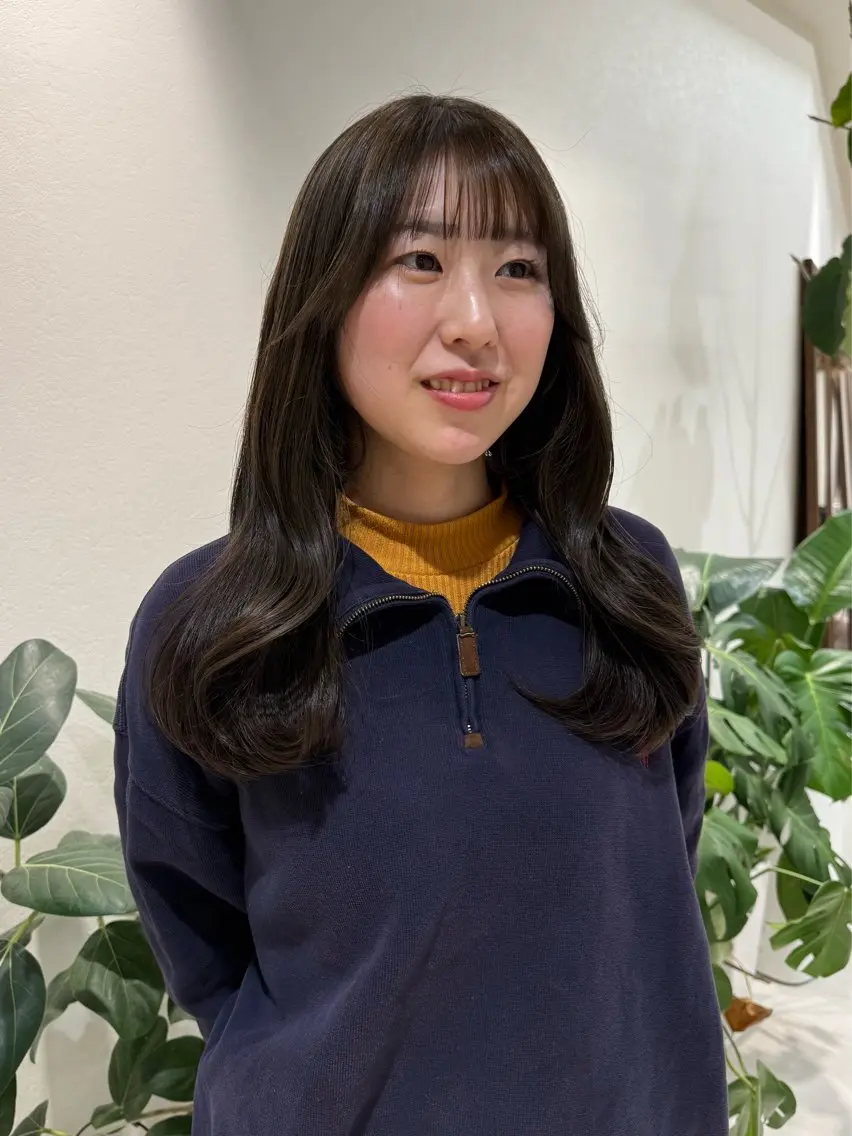 ロング カラー ブラウンカラー オリーブブラウン カット ヘアカラー トリートメント Liru:smart salon/茅ヶ崎のヘアスタイル