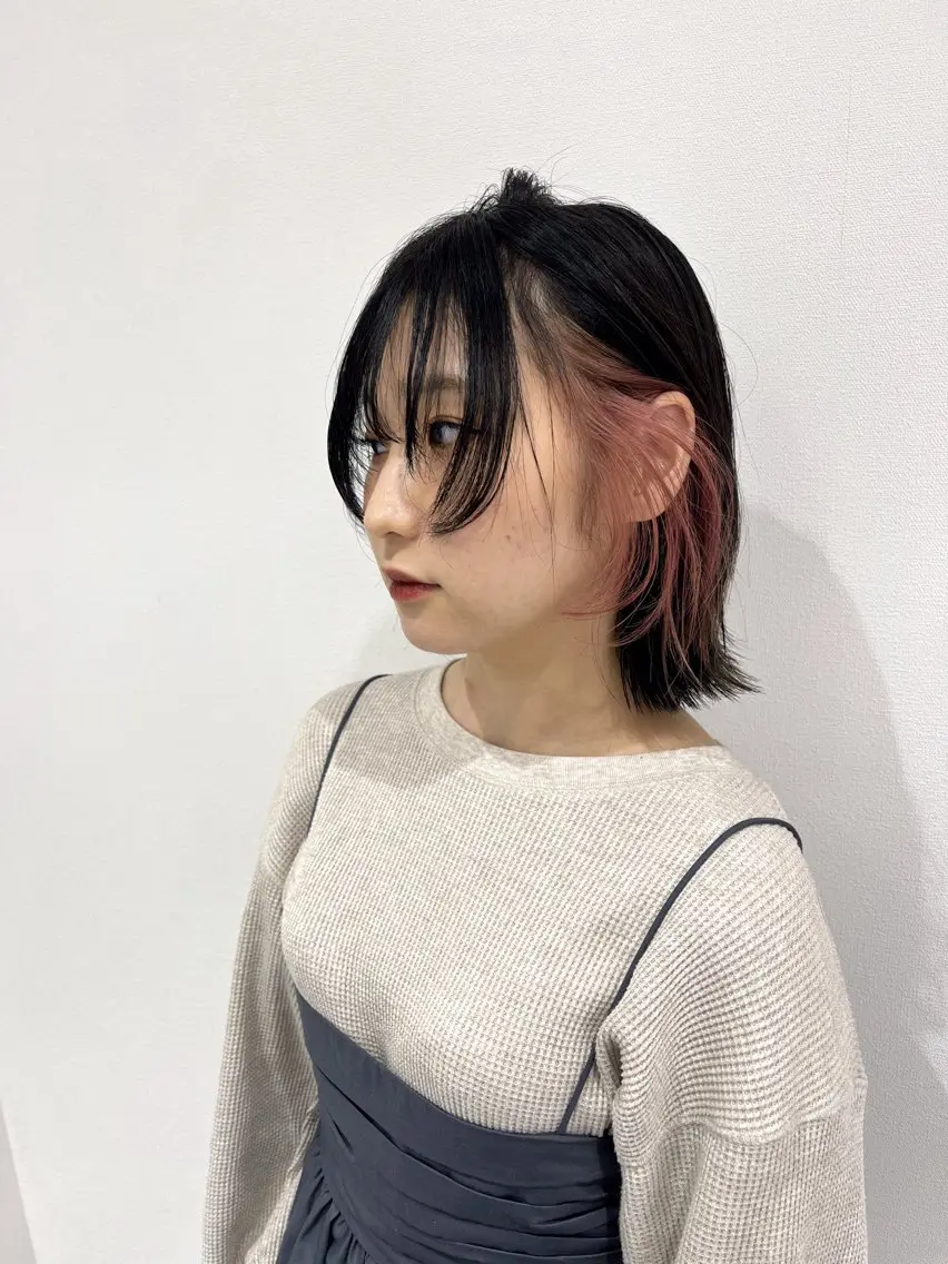 ミディアム カラー メンズハイライト × perm Runoのヘアスタイル