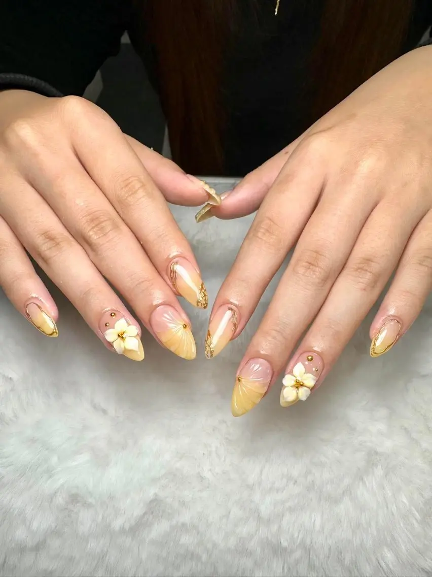 ネイル ハンドネイル ユリ🎀長さだし/ パラジェル/持ち込みのネイルデザイン
