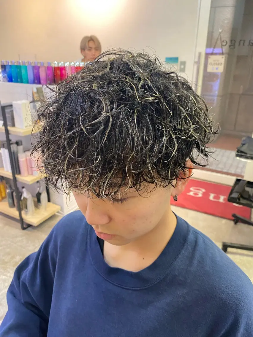 ショート パーマ メンズ カット パーマ パーマ特化/フェザー パーマシャドウ/真生のヘアスタイル