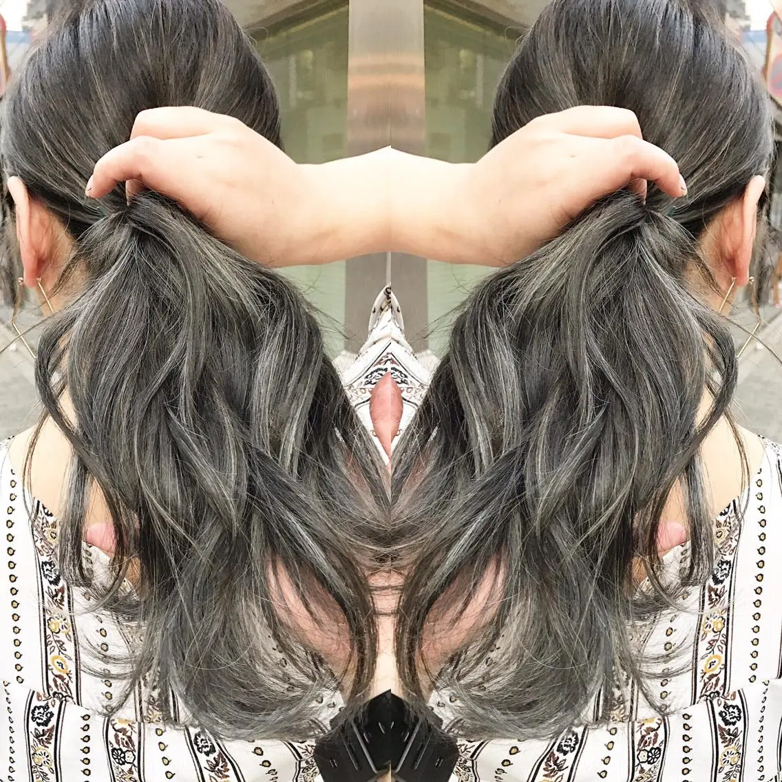 セミロング カラー ヘアアレンジ ヘアカラー トリートメント 縮毛矯正 髪質改善寺坂雄飛💐のヘアスタイル