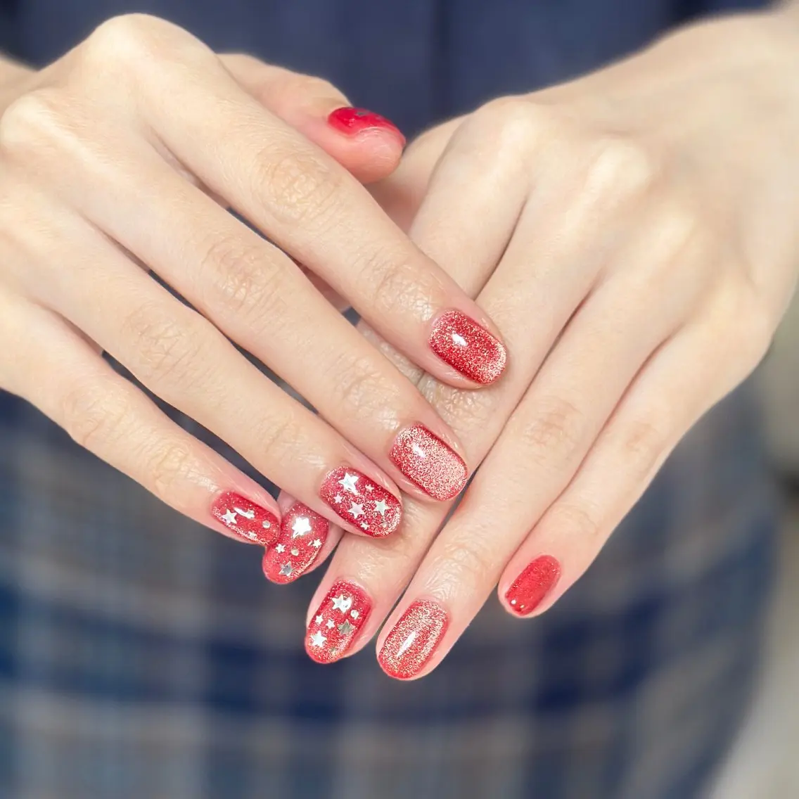 ネイル アートネイル オーロラネイル チークネイル フレンチネイル ガラスフレンチ 🎀YooLi Nail salonのネイルデザイン