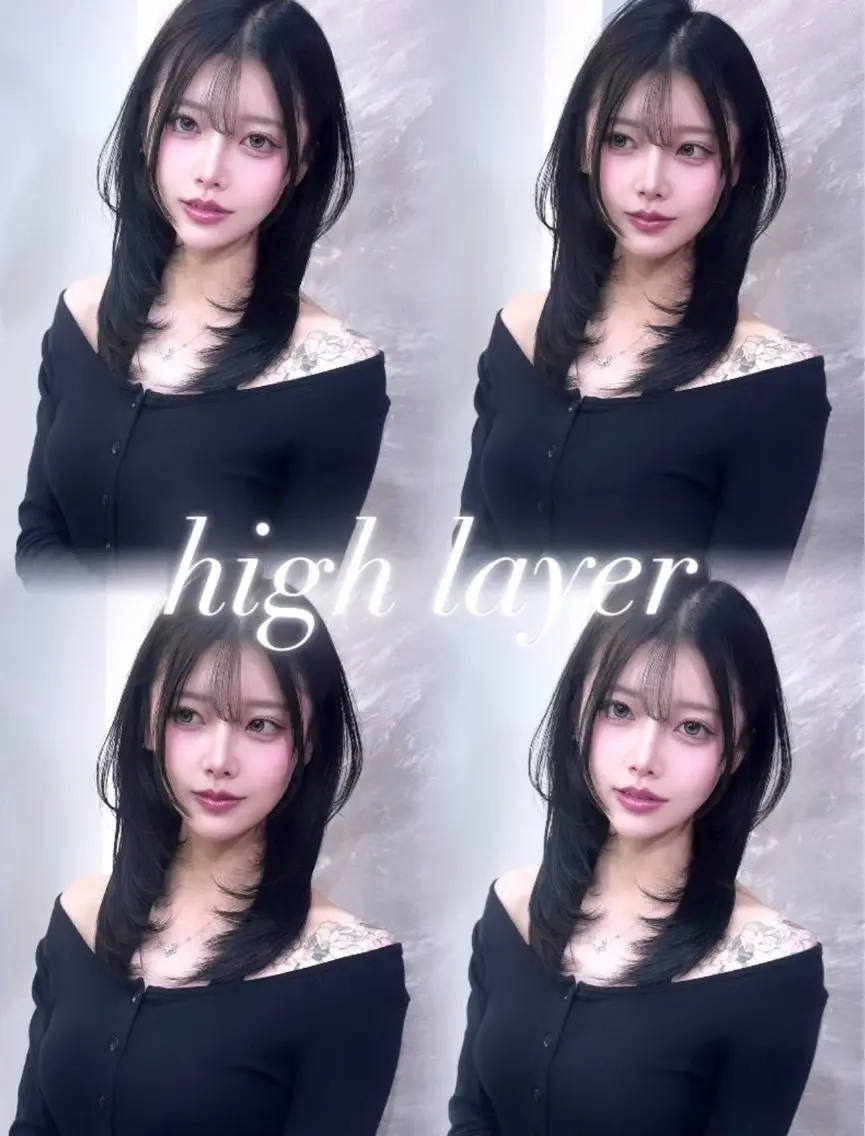 セミロング カラー ヘアアレンジ 黒髪 ブルーカラー ブルーブラック 透明感カラー グレージュ カット ヘアカラー 🖤kana韓国ヘア 艶髪カラー特化🖤のヘアスタイル
