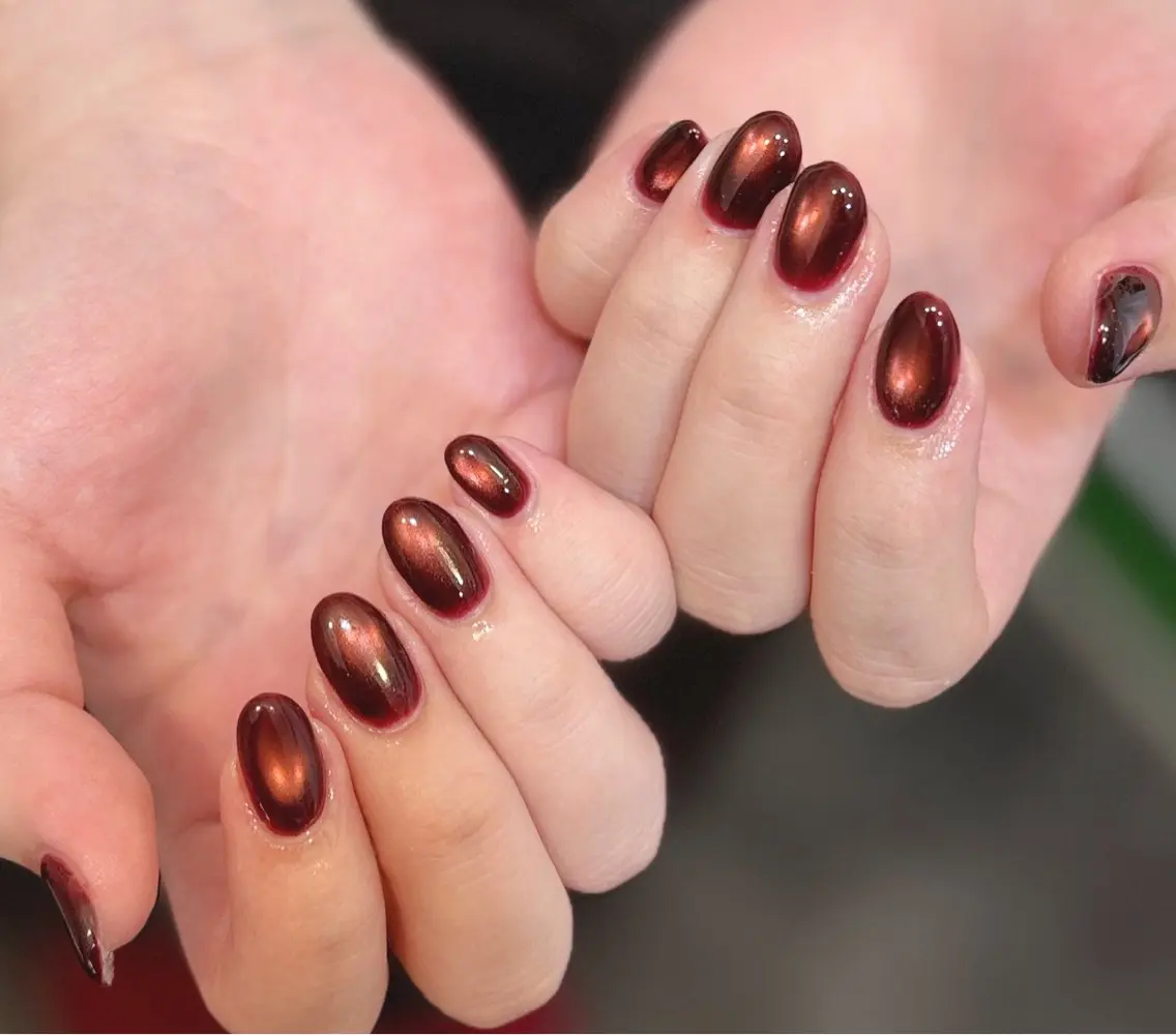 ネイル ボルドー ジェルネイル マグネットネイル メンズネイル ハンドネイル MIMnail メンズネイリストのネイルデザイン