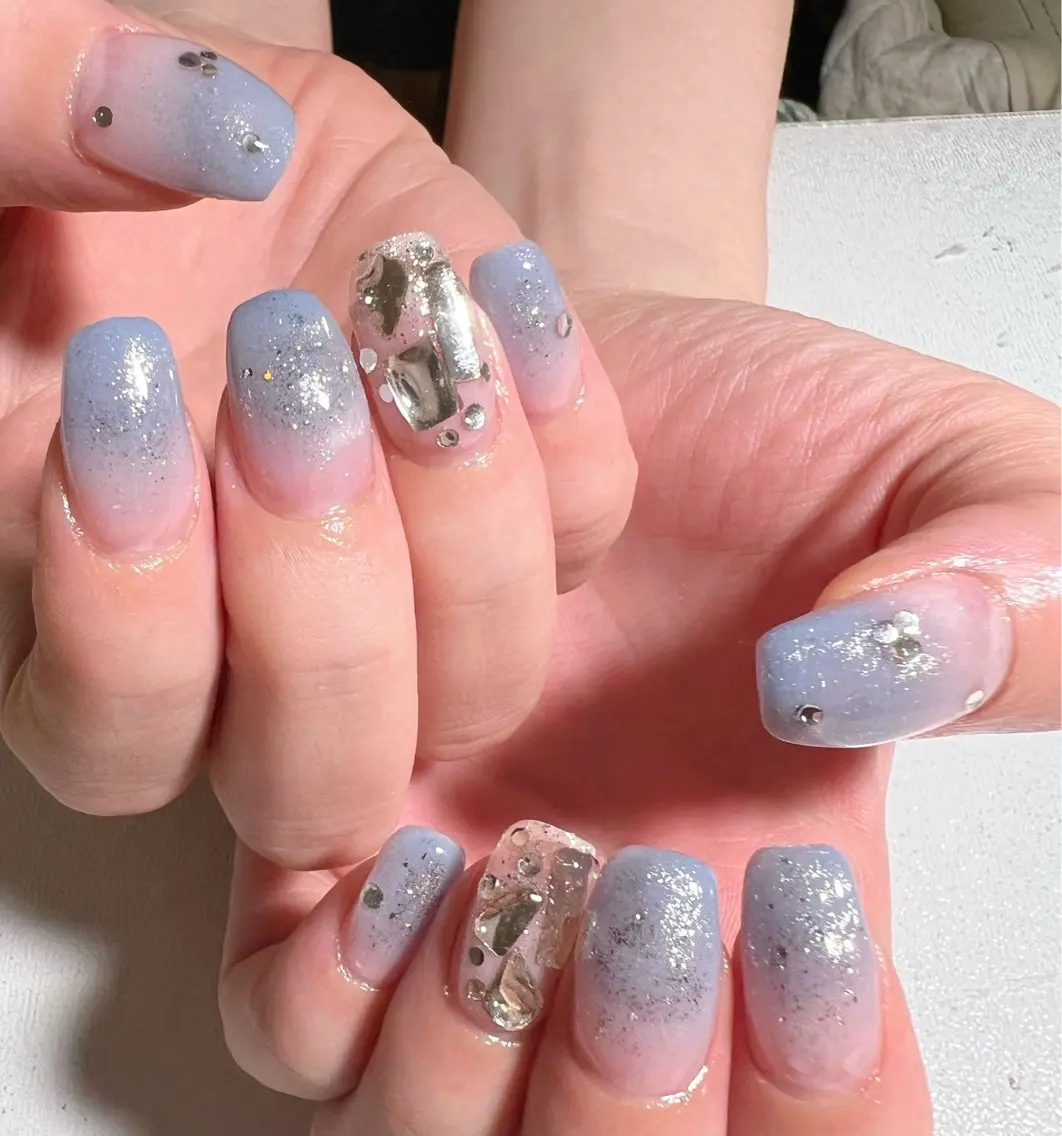 ネイル ブルー ハンドネイル private salon mieのネイルデザイン