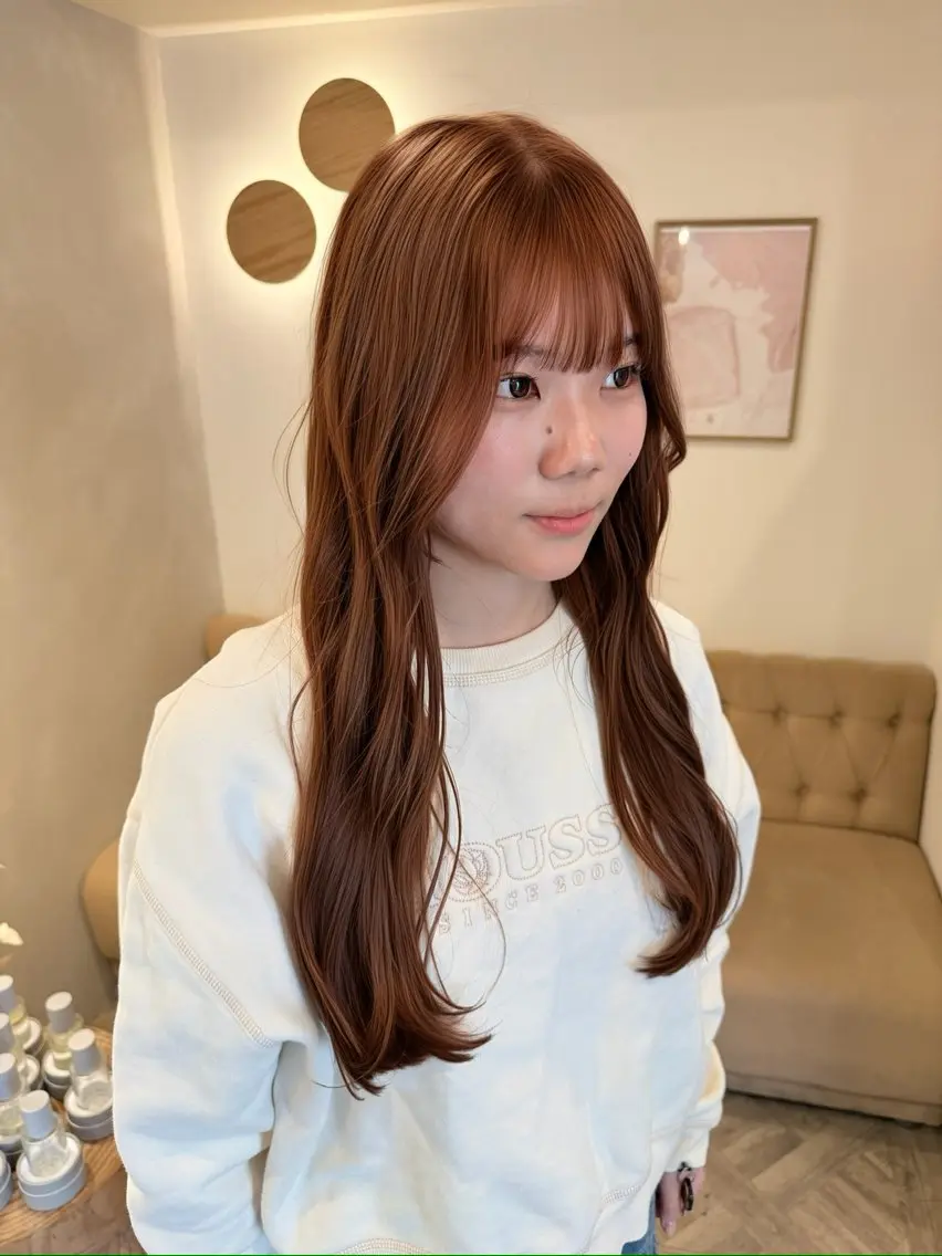 ロング カラー カット ヘアカラー トリートメント 草野ゆずき⌇縮毛矯正 ⌇Wカラー⌇レイヤーのヘアスタイル