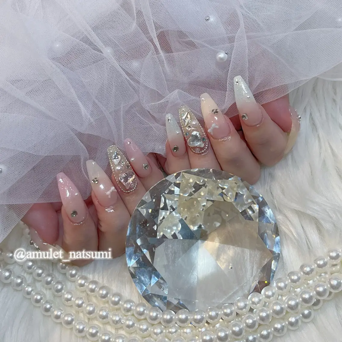 ネイル ブルー ピンク amuletnail natsumiのネイルデザイン