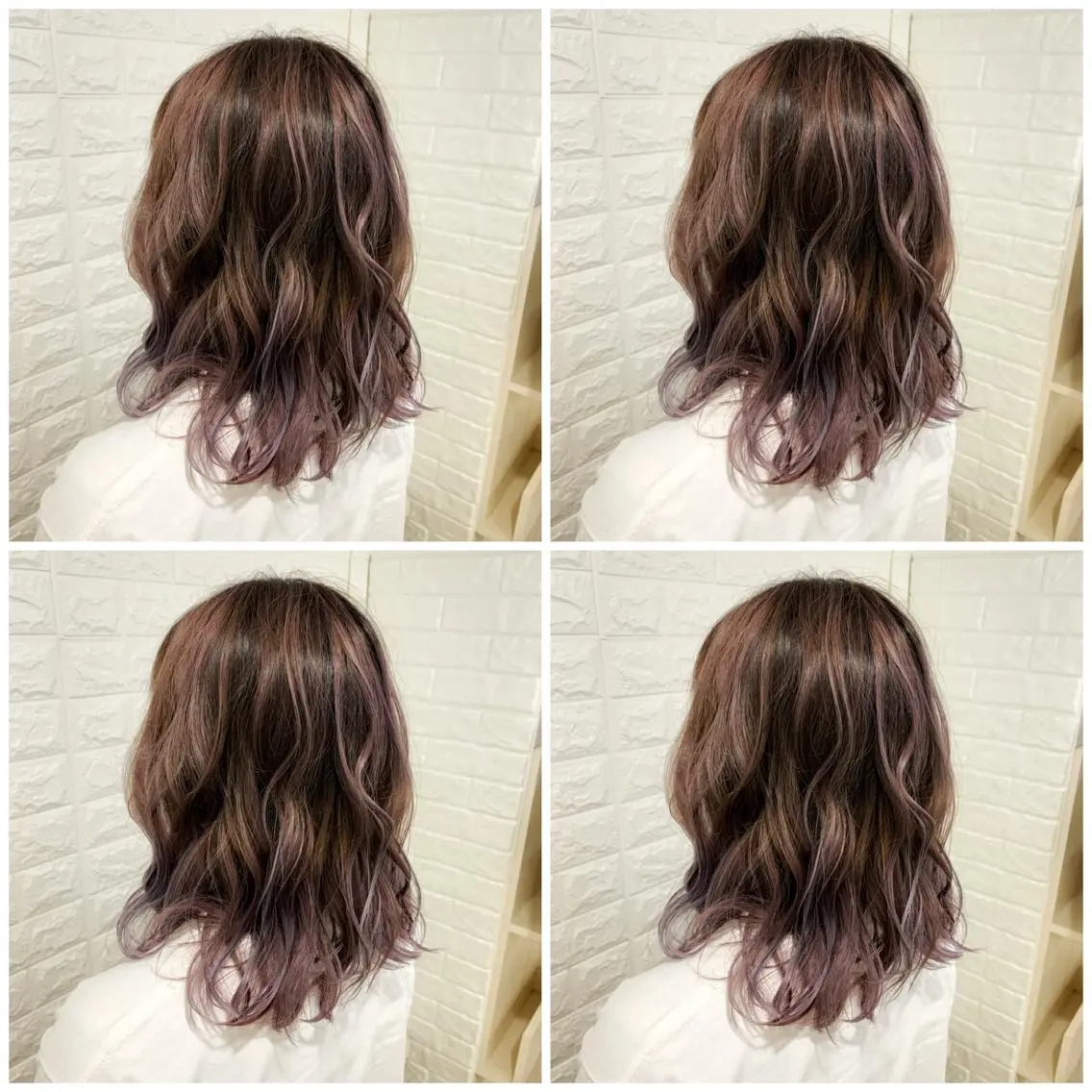 セミロング カラー バレイヤージュ グラデーションカラー ラベンダーカラー シルバー レイヤーカット ヘアカラー ハイトーン/ブリーチ 山崎　悠次のヘアスタイル
