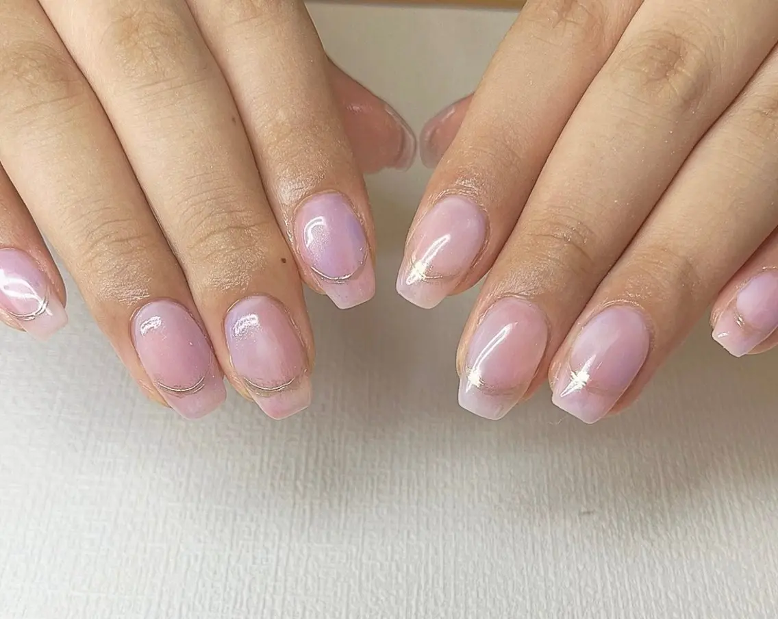 ネイル ゴールド ミラーネイル ニュアンスネイル ピンク ネイルサロン Pitoのネイルデザイン