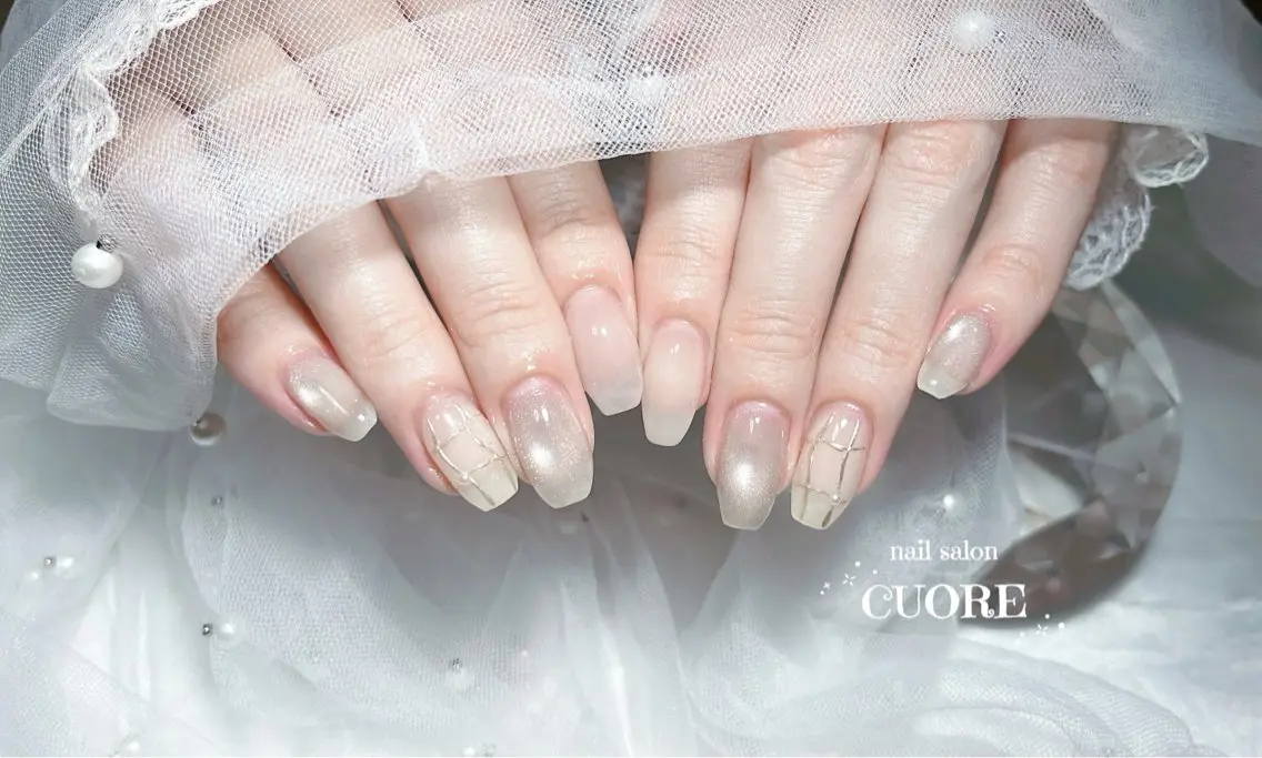 ネイル マグネットネイル ミラーネイル オフィスネイル シンプルネイル ハンドネイル nail salon CUOREのネイルデザイン