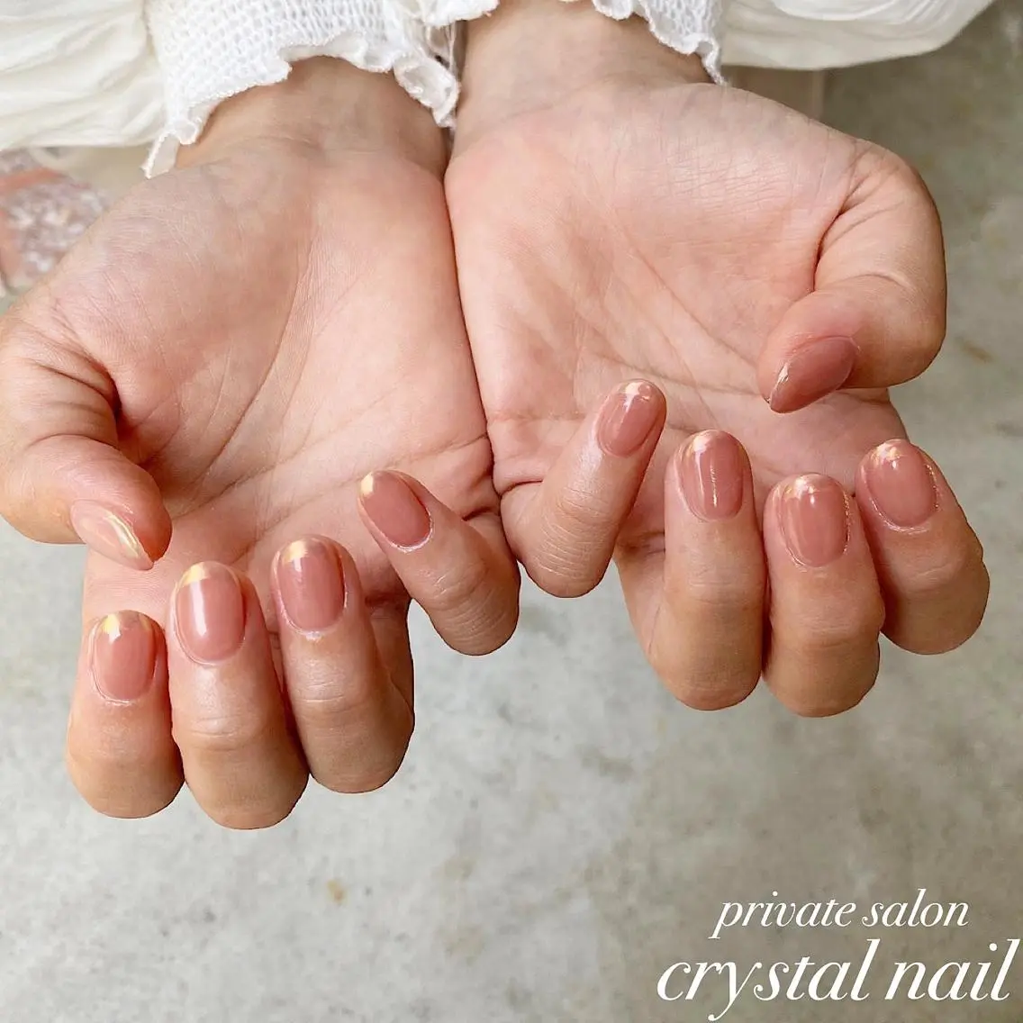 ネイル フレンチネイル ミラーネイル Crystal Nailのネイルデザイン