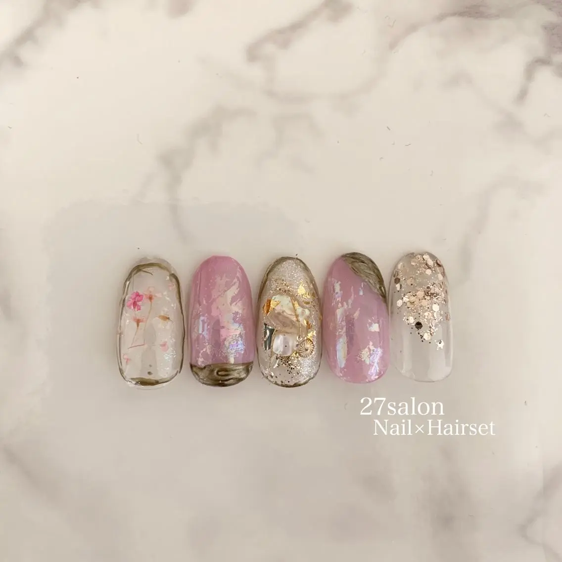 ネイル 入学式 ニュアンスネイル 春ネイル 27salon yuinaのネイルデザイン