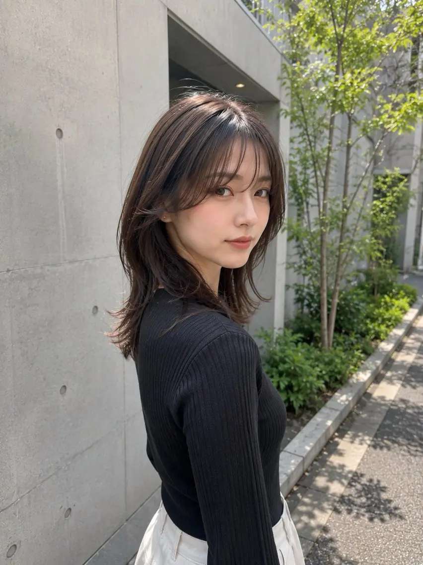 セミロング 小林さや 寺田町／透明感カラーのヘアスタイル