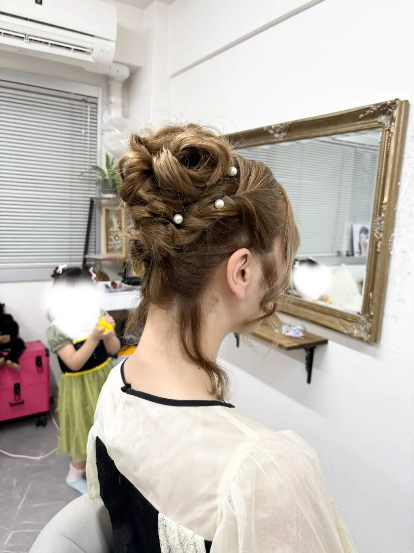 ヘアアレンジ お団子ヘア 結婚式・ブライダル ヘアセット ヘアサロン ミカヅキのヘアスタイル
