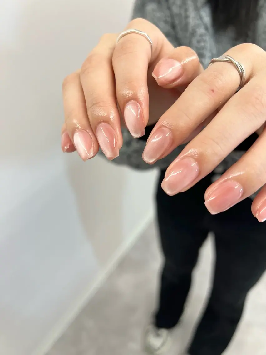 ネイル ジェルネイル マグネットネイル ニュアンスネイル パラジェル ピンク ハンドネイル ハンドケア Bana_ Nailのネイルデザイン
