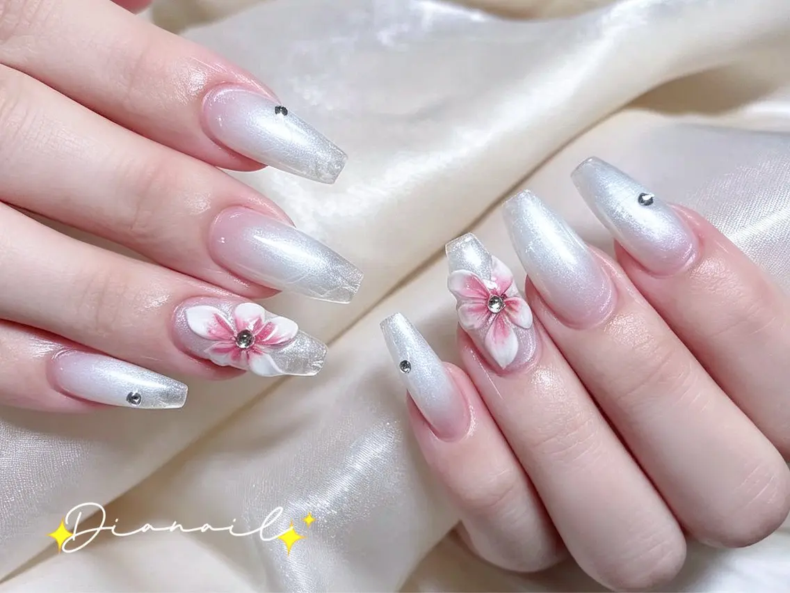 ネイル フットネイル 韓国ネイル レース マグネットネイル ニュアンスネイル ハンドネイル Dia nail サロンのネイルデザイン