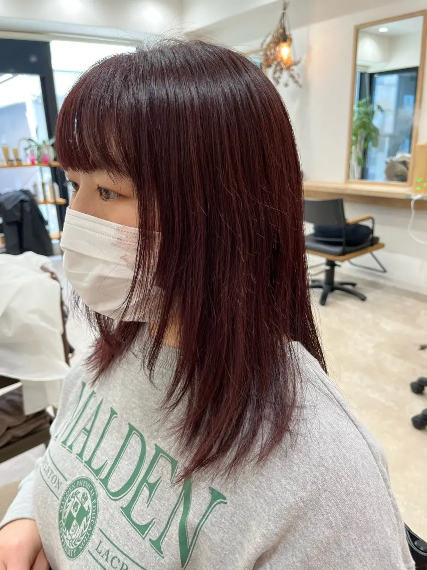 セミロング カット ヘアカラー 暖色ボブ 🍊rikakoのヘアスタイル
