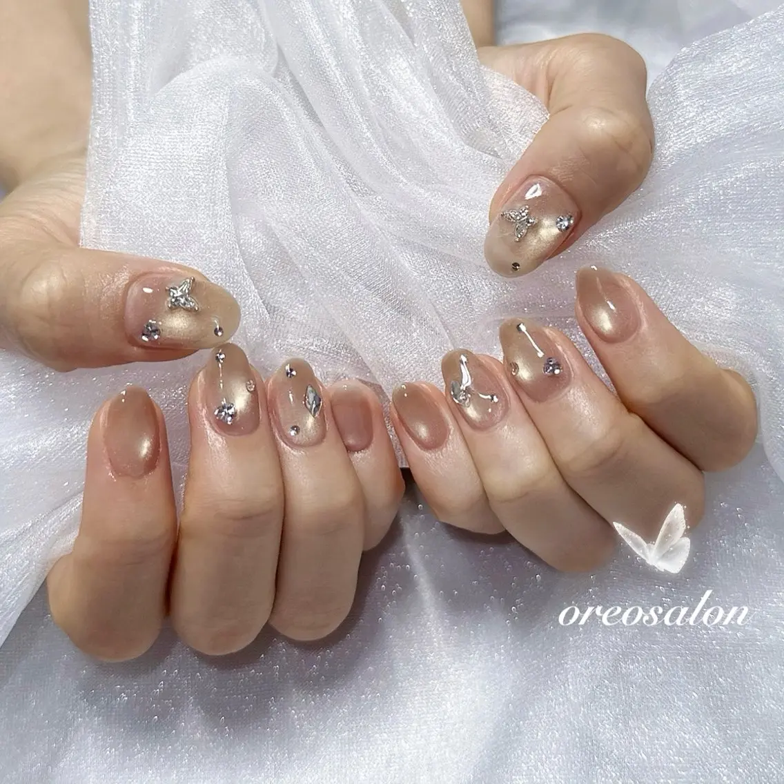 ネイル フラッシュネイル ジェルネイル ガーリー ハート キラキラネイル oreo salon miyu 池袋のネイルデザイン
