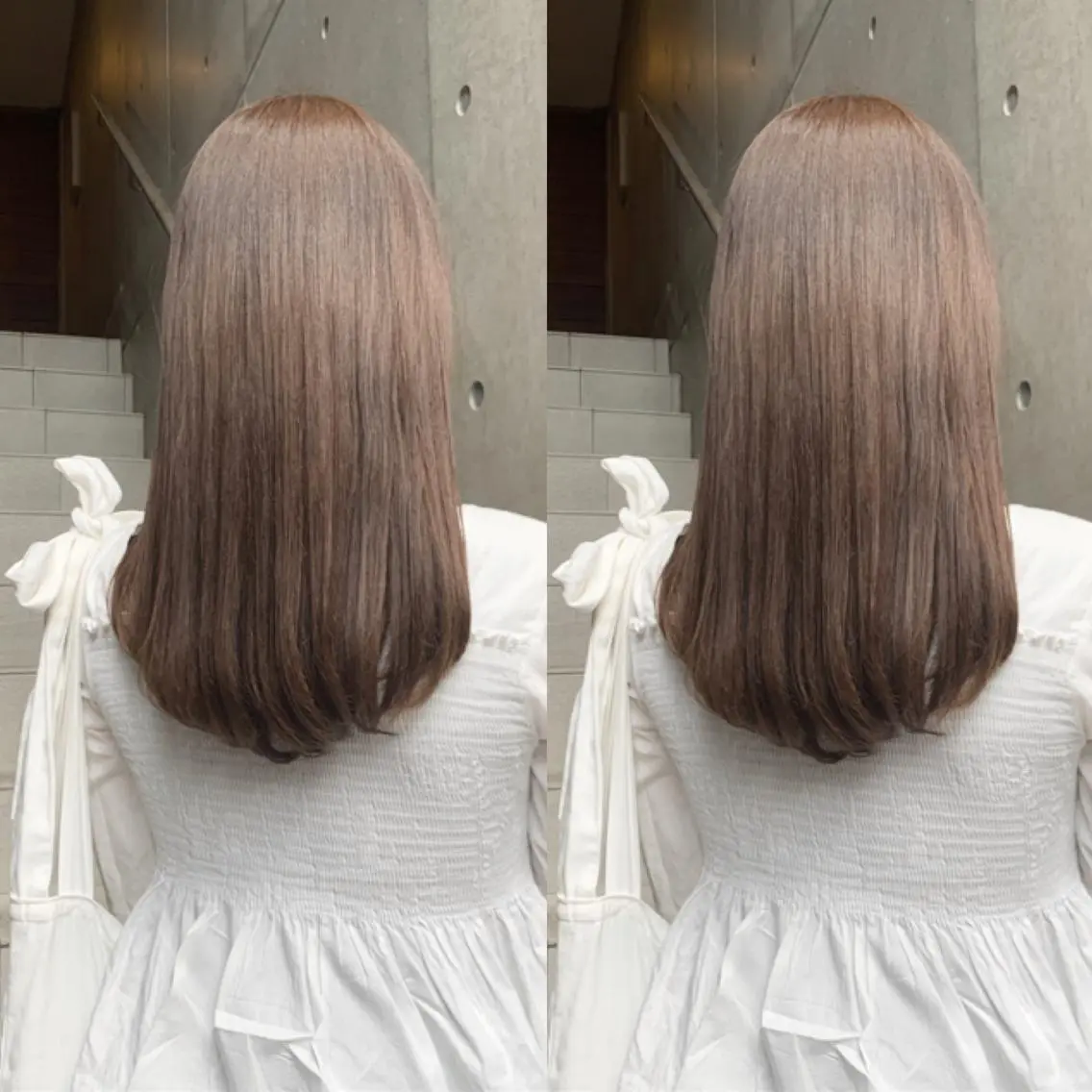 ロング カラー アッシュ ベージュカラー 透明感カラー 七原 海夕のヘアスタイル