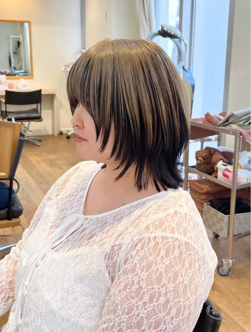 ミディアム カラー ベージュカラー デザインカラー レイヤーカット ウルフカット ウルフレイヤー カット ヘアカラー SANA /レイヤー/ショートのヘアスタイル