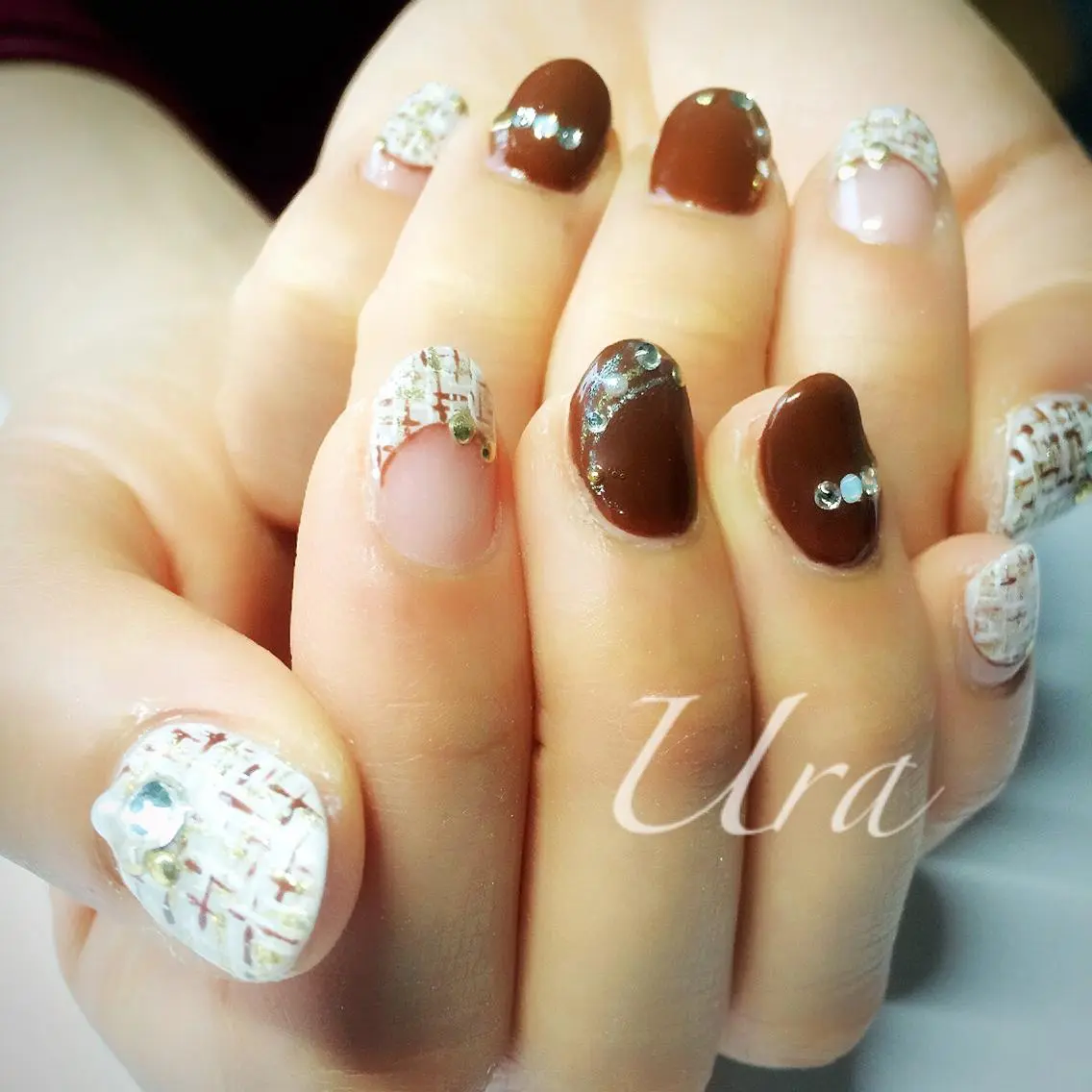 ネイル ツイードネイル バレンタイン UrakoNail 《nail》のネイルデザイン