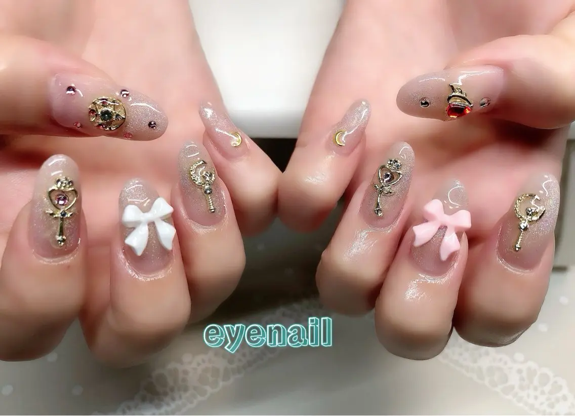 ネイル アートネイル ジェルネイル リボン Eye nailのネイルデザイン