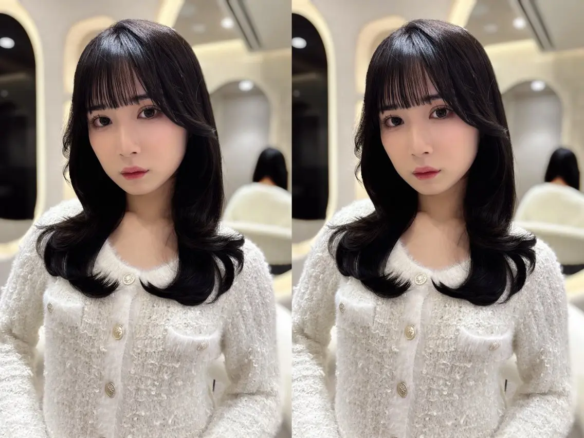 セミロング カット トリートメント ヘアセット 上品♡韓国レイヤー 🤍のの🤍のヘアスタイル