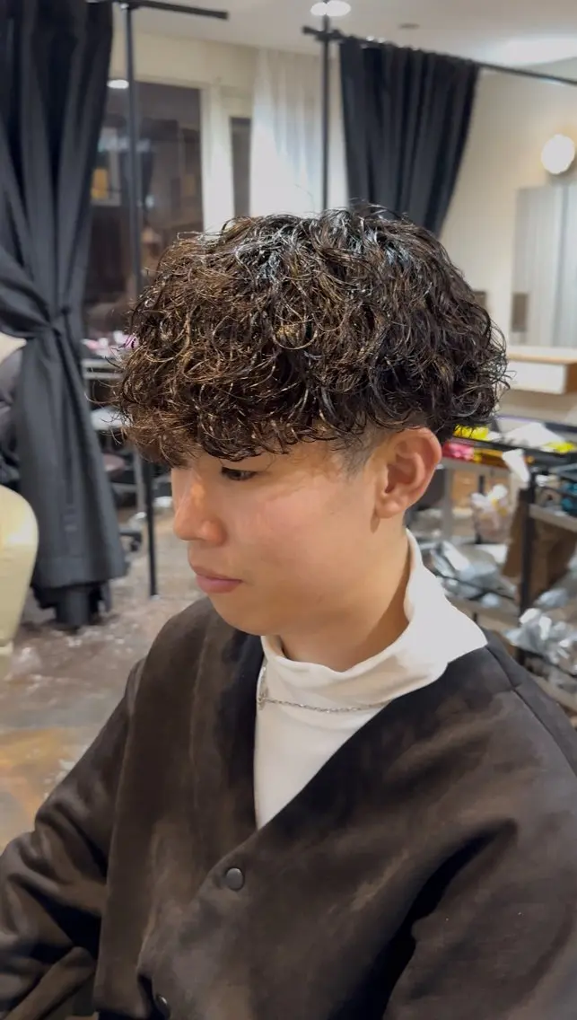 パーマ メンズ カット パーマ 坂梨 健斗のヘアスタイル