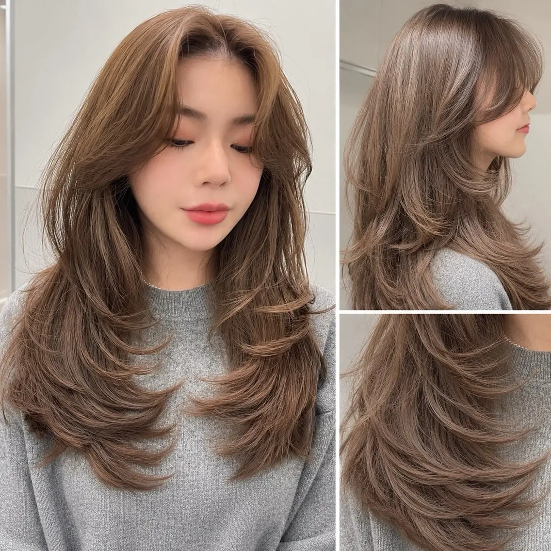 ミディアム カラー カット ヘアカラー トリートメント 🦋韓国風レイヤー/ 艶髪矯正🦋凛太郎のヘアスタイル