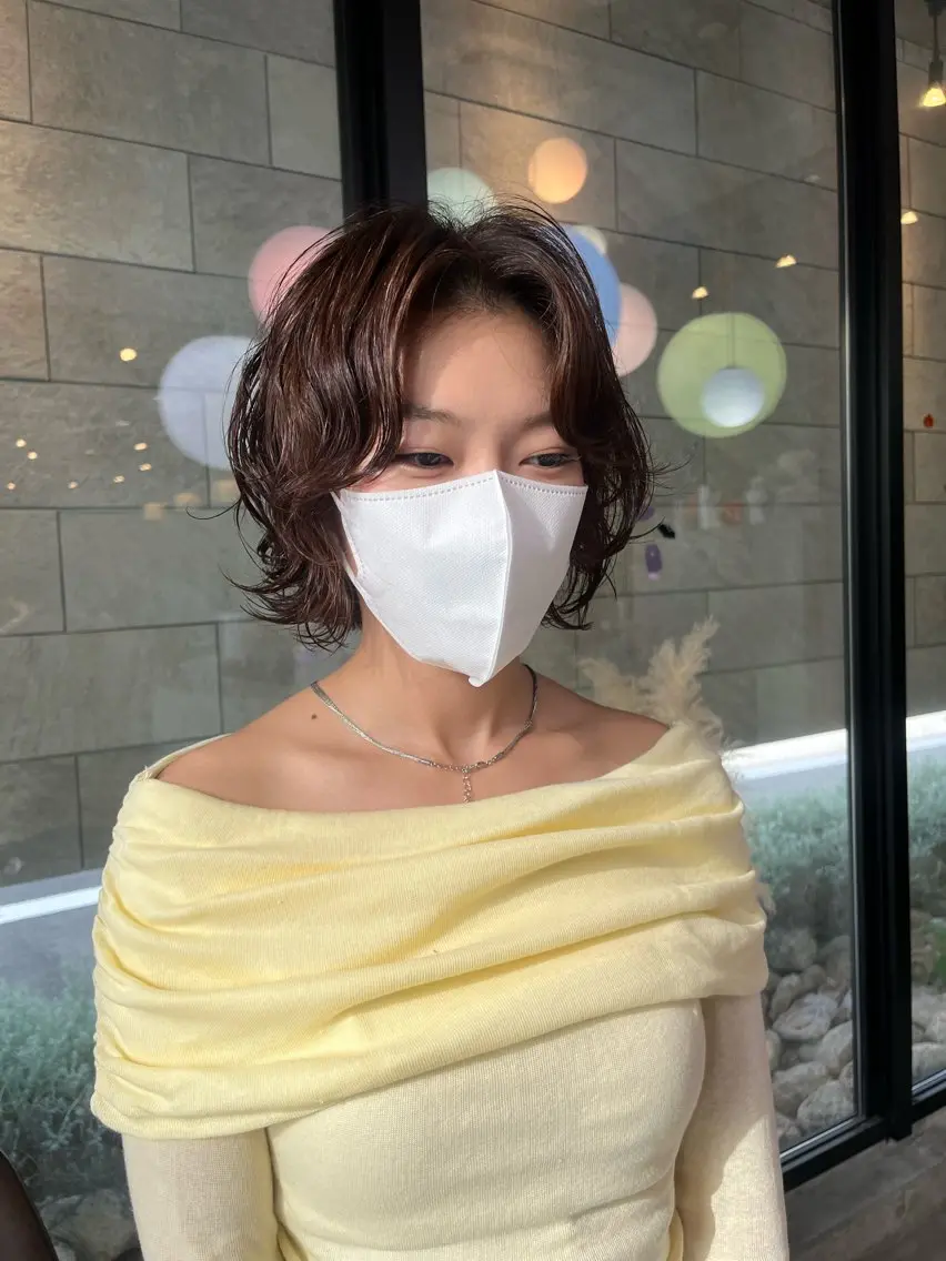 ショート パーマ ショートレイヤー レイヤーカット ショートヘア カット ヘアカラー パーマ haruka ♡レイヤー/透明感のヘアスタイル