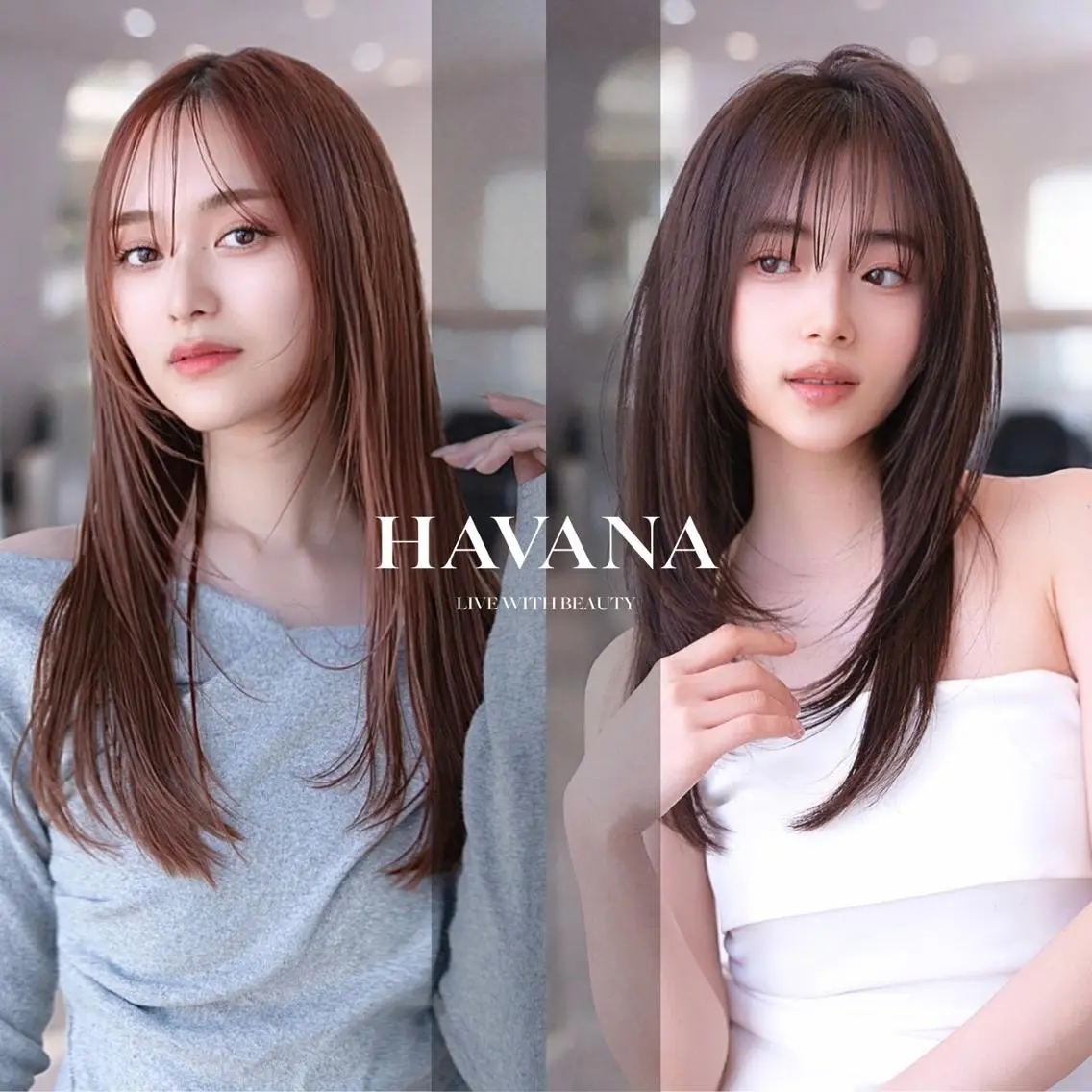 セミロング カラー 縮毛矯正 トリートメント HAVANA.天神 【レイヤー/ボブ】のヘアスタイル