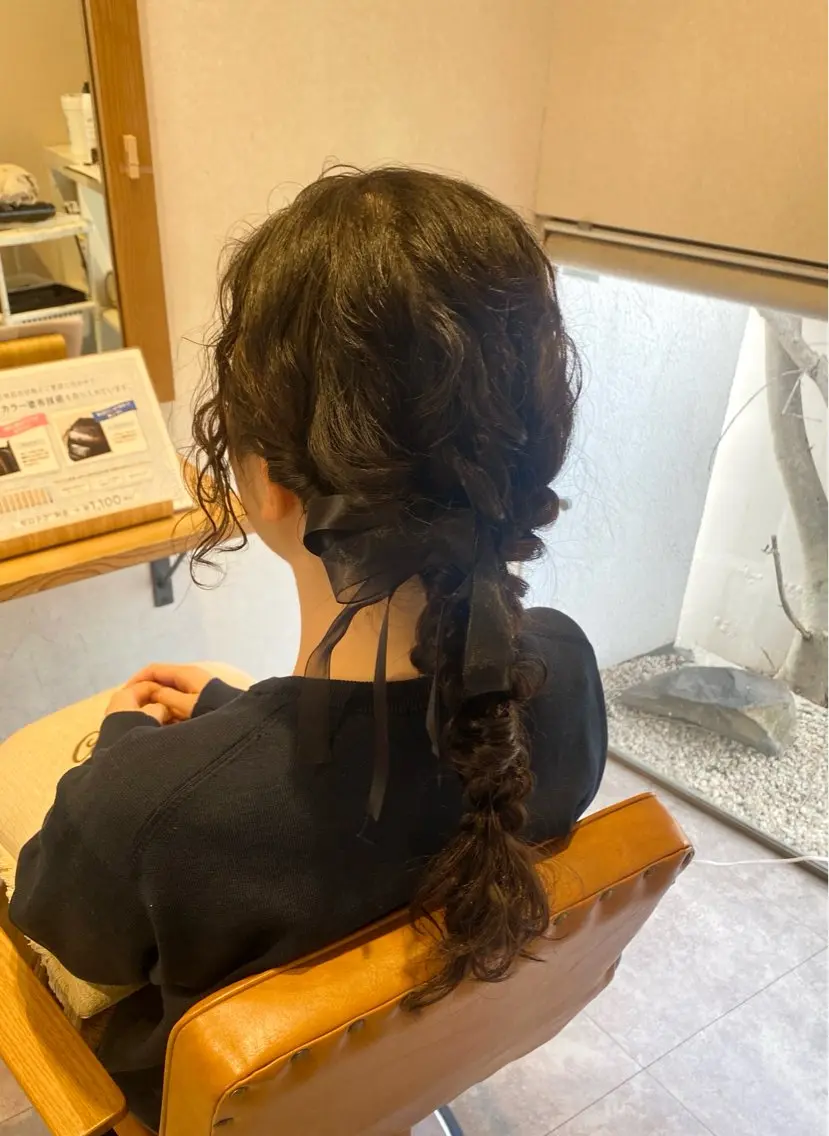 ヘアアレンジ ヘアセット 酸性ストレート/ブリ ーチなしWカラー河本のヘアスタイル