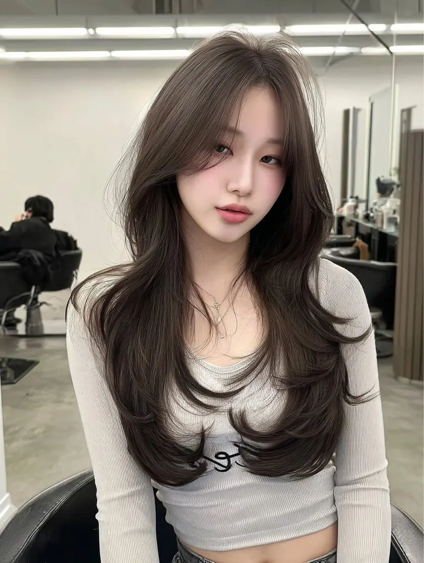 ロング カット ハルカ🌷ナチュラル 盛れ/韓国ヘアのヘアスタイル
