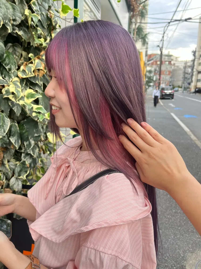 ロング カラー ブリーチ デザインカラー ラベンダーカラー ピンクカラー mary'sメリー /ニュアンスカラーのヘアスタイル