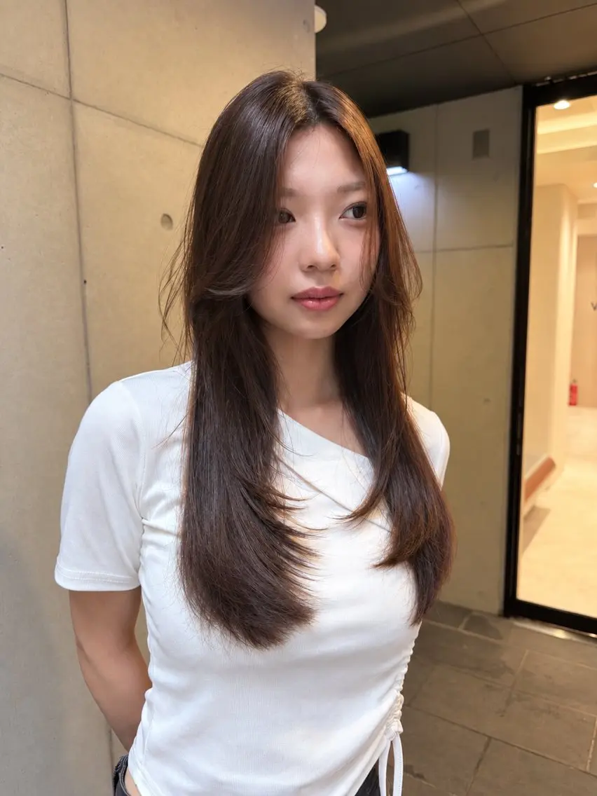 ロング カラー 顔まわりレイヤー レイヤーカット カット ヘアカラー 似合わせレイヤー/ ウルフ/山本祐輔のヘアスタイル