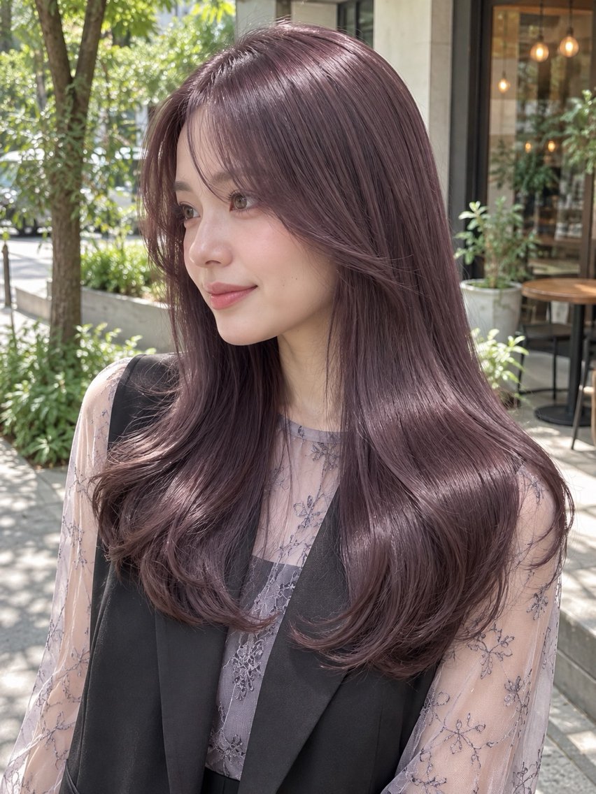 ロング カラー 透明感カラー グレージュ ラベンダーカラー ラベンダーグレージュ ラベンダーグレー ヘアカラー なな / 堀江 / ラベンダーカラーのヘアスタイル