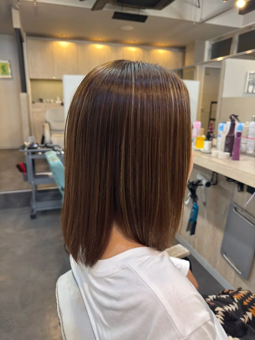 ミディアム 縮毛矯正 吉野 可林のヘアスタイル