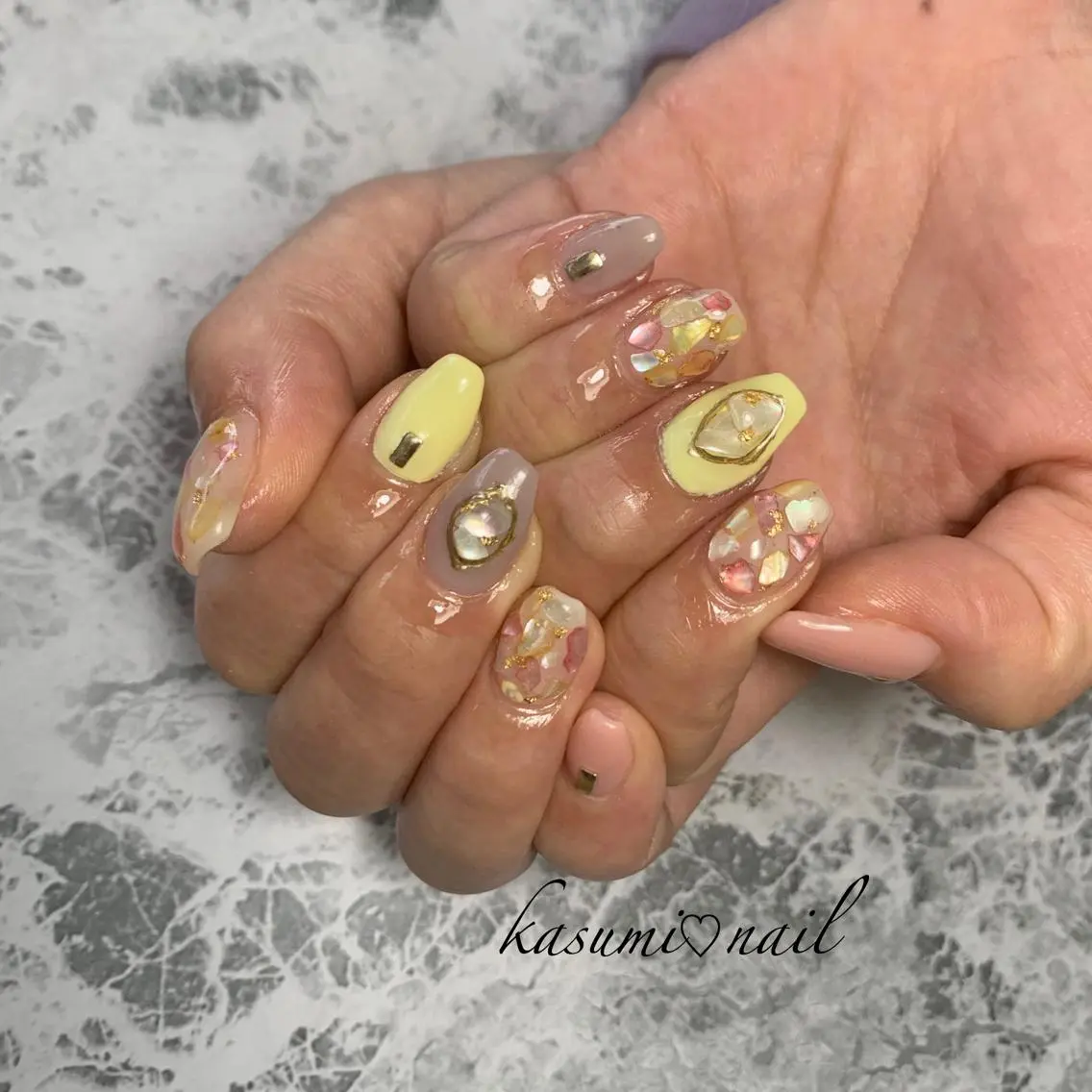 ネイル アートネイル フットネイル 大理石ネイル(マーブル) ミラーネイル ニュアンスネイル KASUMI♡ Nailのネイルデザイン