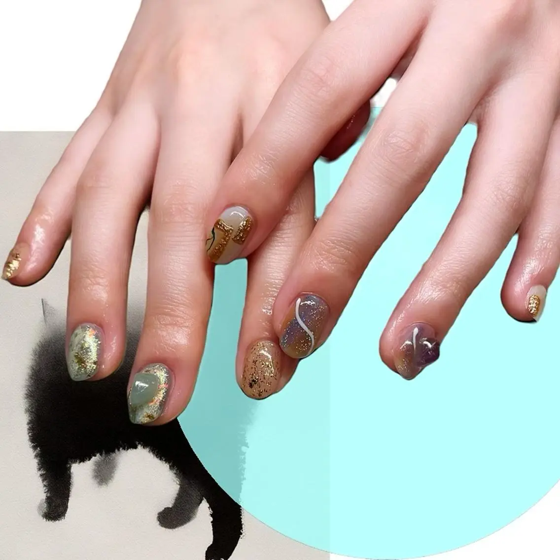 ネイル オーロラネイル 氷ネイル・うるうるネイル 韓国ネイル マグネットネイル ミラーネイル VOLLMOND nailのネイルデザイン