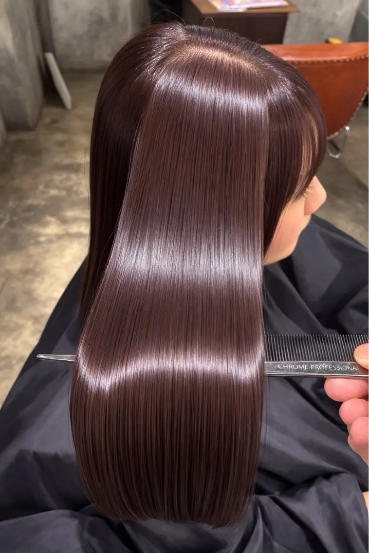 ロング カラー ブリーチ ブラウンカラー イルミナカラー ブリーチなしカラー ピンクカラー カット ヘアカラー トリートメント 🌈髪質改善💕 縮毛矯正✨青木まで✨のヘアスタイル