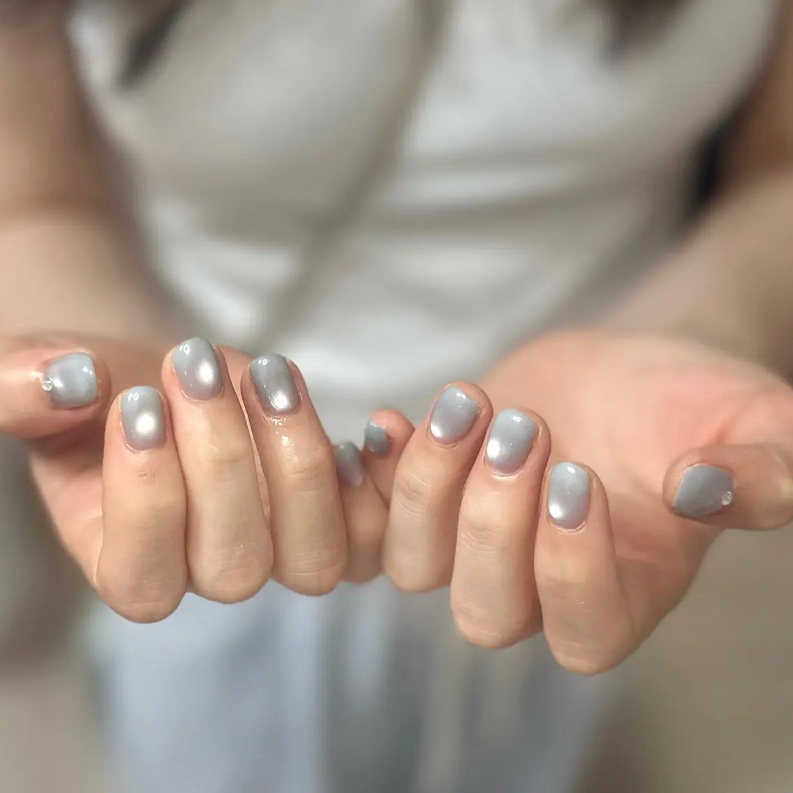 ネイル アートネイル オーロラネイル チークネイル フレンチネイル ガラスフレンチ 🎀YooLi Nail salonのネイルデザイン