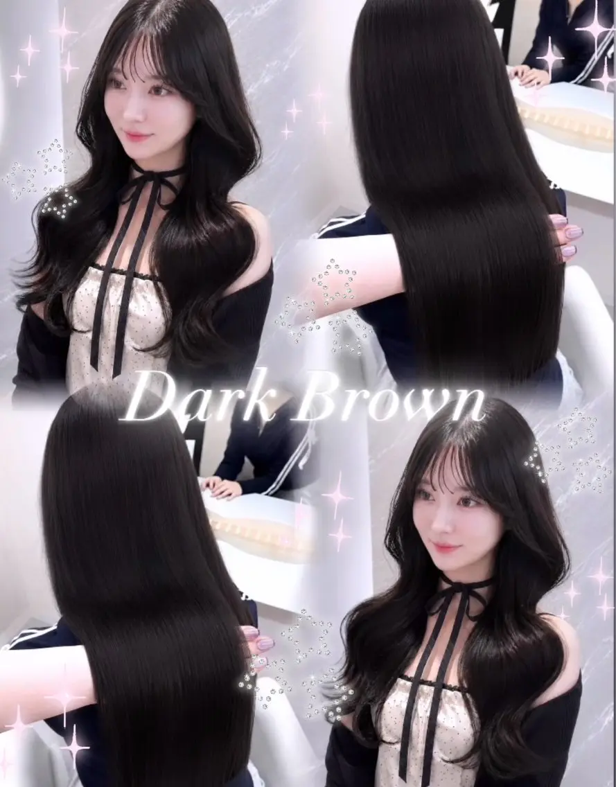 セミロング カラー ヘアアレンジ 黒髪 ブルーカラー ブルーブラック ブラウンカラー 透明感カラー カット ヘアカラー 🖤kana韓国ヘア 艶髪カラー特化🖤のヘアスタイル