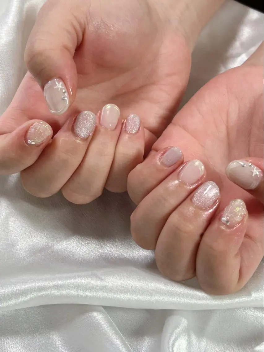ネイル オーロラネイル フットネイル フレンチネイル ジェルネイル マグネットネイル ハンドネイル kiki nail &brow二子玉川のネイルデザイン