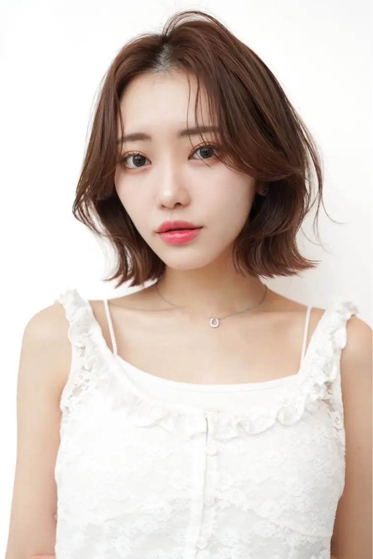 ショート カラー 切りっぱなしボブ ショートボブ ボブ くびれヘア 韓国風ヘア カット ヘアカラー トリートメント 田中航平/渋谷ボブ/ レイヤーボブのヘアスタイル
