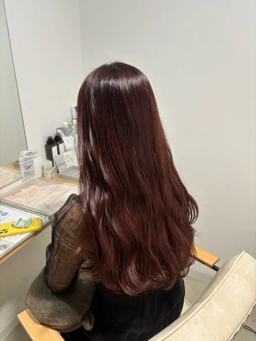 ロング カラー ブリーチ ブリーチなしカラー レッドカラー レイヤーカット🥀/ 大曽根🤍yuukaのヘアスタイル