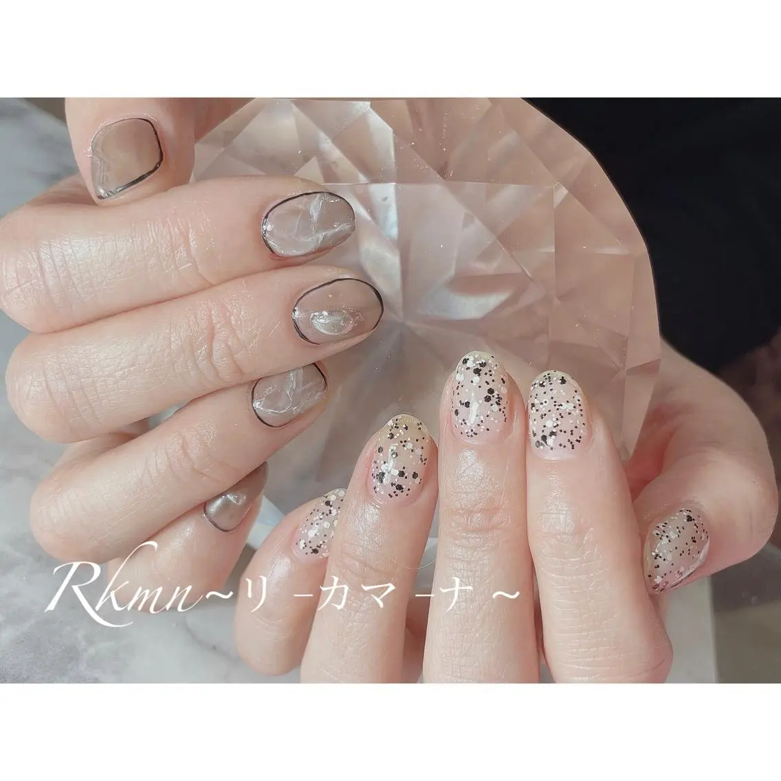 ネイル アートネイル 大理石ネイル(マーブル) 春ネイル ハンドネイル フットネイル ハンドケア Rkmn ~リ-カマ-ナ~のネイルデザイン